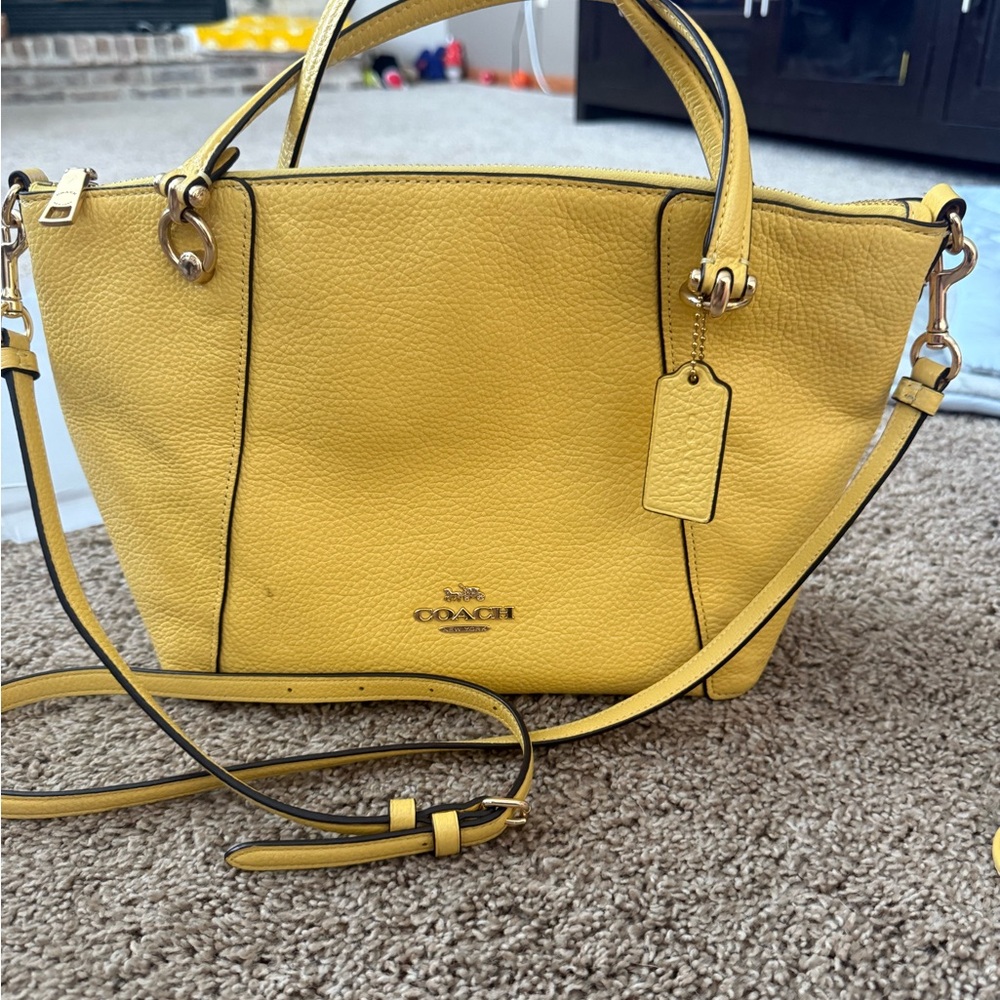 Coach Butter Yellow Kayce Satchel Bag + Coach Double Zip Matching Wallet - Picture 3 of 12